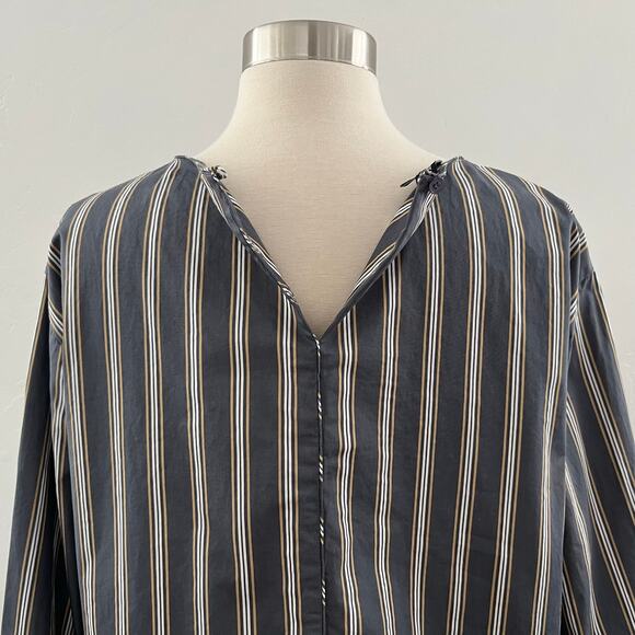 Lafayette 148 New York Striped Top 3/4 Sleeve Business Casual Cotton Gray Small - Picture 8 of 9